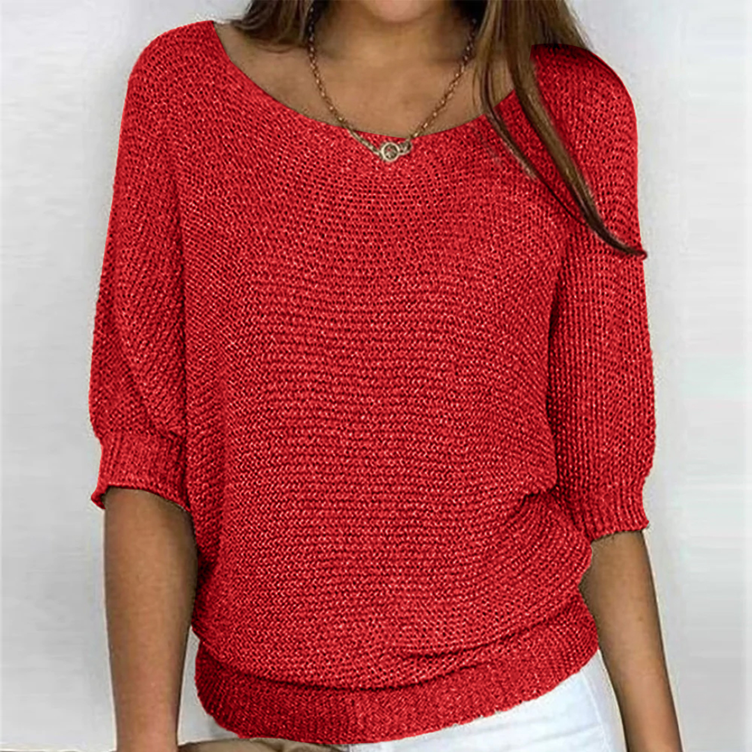Women's Textured Knit Top with Batwing Sleeves and Relaxed Fit – Stylish Top for Everyday Wear, Leisure, the Office, and Smart Casual Styles