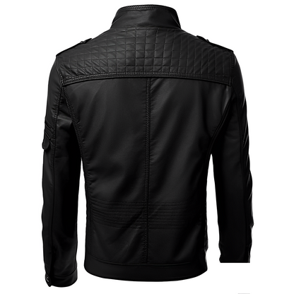Chaqueta biker de cuero para hombre con varias cremalleras - Chaqueta de invierno estructurada para la vida urbana, uso diario y estilo informal