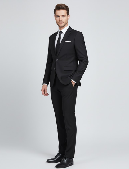 Herre Slim Fit 2-delt Jakkesæt – Moderne Blazer Og Bukser Til Forår, Sommer, Kontor Og Formelle Anledninger