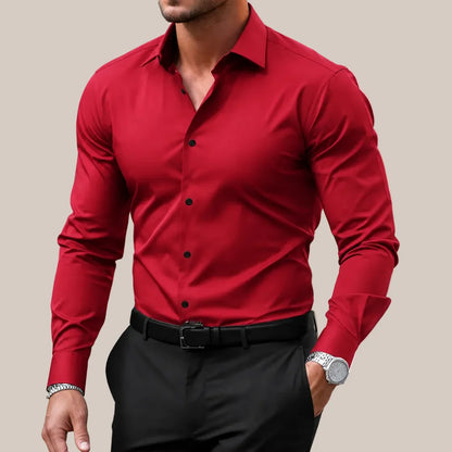 Męska koszula slim fit z długim rękawem i klasycznym zapięciem na guziki – elegancka koszula do biura i stylizacji smart casual