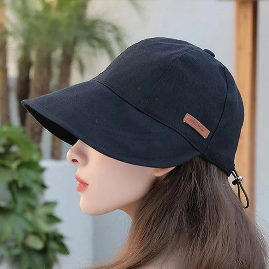 Women's Foldable Cotton Sun Hat – Breathable Wide-Brim UV Protection for Travel