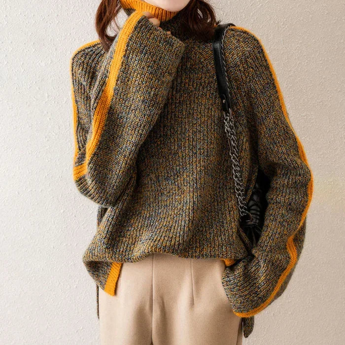 Jersey elegante de punto para mujer - Jersey suave y cálido para otoño, invierno, el día a día y un estilo casual elegante