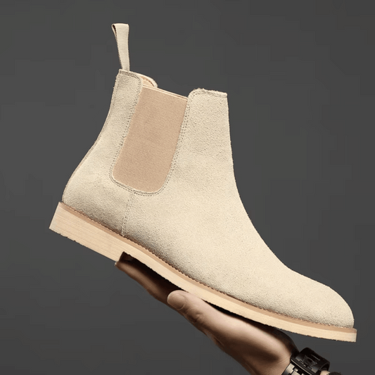 Ghete Chelsea din piele întoarsă pentru bărbați, design slip-on