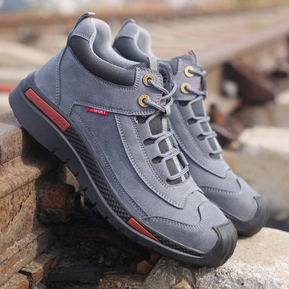 Pantofi de siguranță cu șireturi pentru bărbați, cu design ranforsat, guler căptușit și talpă robustă – pantofi de lucru practici pentru șantier, atelier și utilizare în aer liber