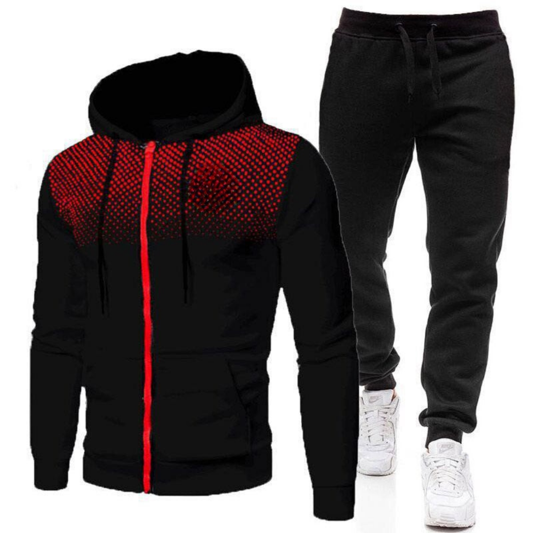 Set de trening din două piese pentru bărbați, cu glugă – jachetă sport cu fermoar și pantaloni de trening cu talie elastică, pentru antrenamente, timp liber și utilizare zilnică