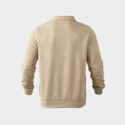 Herre Varm Polo-Sweatshirt Med Halv Lynlås – Afslappet Langærmet Lag Til Kontor Og Weekendbrug