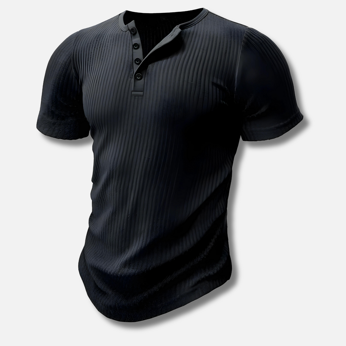 Men's Ribbed Slim-Fit Henley T-Shirt with Short Sleeves – Stylish T-Shirt for Everyday Wear, Leisure, and Smart Casual Style