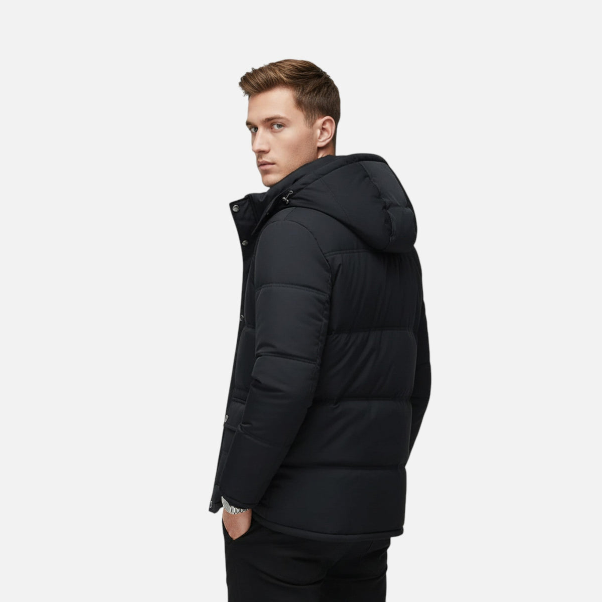 Men's Padded Cotton Hooded Jacket with Fur Lining - Warm Winter Jacket for Cold Days, Everyday Wear, and Outdoor Use