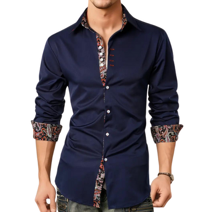 Men's Button-Down Shirt with Patterned Details – Tailored Shirt for the Office, Everyday Wear, Business, and Smart-Casual Style
