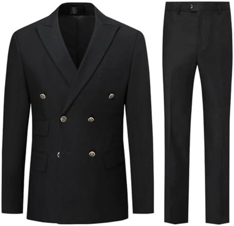 Męski dwurzędowy dwuczęściowy garnitur o kroju slim fit – elegancki, szyty na miarę garnitur do pracy i na oficjalne wydarzenia
