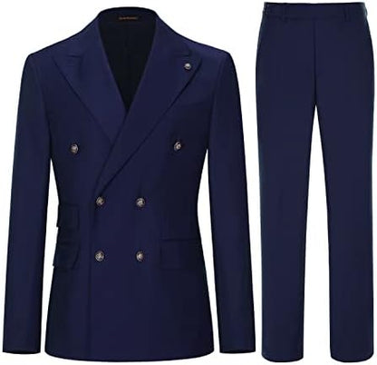 Men's Double-Breasted Suit with Slim Fit - Elegant, Tailored Suit for Weddings and Business