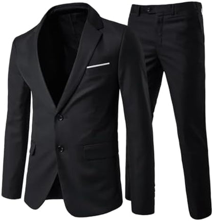 Męski dwuczęściowy garnitur o kroju slim fit - elegancki, szyty na miarę garnitur do pracy, na wesela i oficjalne okazje