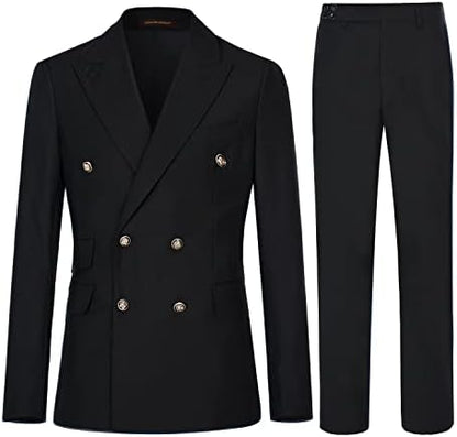 Men's Double-Breasted Suit with Slim Fit - Elegant, Tailored Suit for Weddings and Business