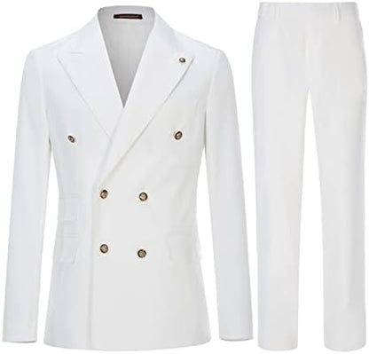 Men's Double-Breasted Suit with Slim Fit - Elegant, Tailored Suit for Weddings and Business