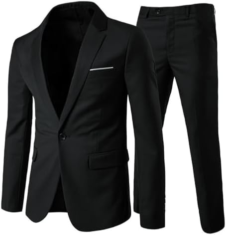 Herre Todelt Jakkesæt Med Krølfrit Materiale Og Slim Fit – Elegant Habit Til Forretningsbrug Og Bryllupper