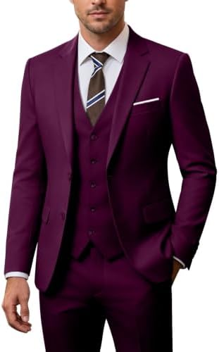 Costum de nuntă bărbătesc din trei piese, cu croială slim și sacou cu doi nasturi – costum elegant pentru nunți și evenimente formale