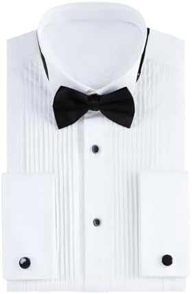 Pánská smokingová košile s plisovanou přední částí a stojáčkem – elegantní souprava ke smokingu na svatby a události s dress codem black tie