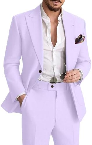 Men's Linen Suit with Blazer and Trousers – Elegant 2-Piece Set for Summer, Business, Weddings, and Formal Occasions