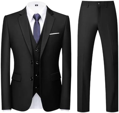 Herre Tredelt Jakkesæt Med Slim Fit Og To-knaps Blazer – Elegant Habit Til Bryllupper Og Forretningsbrug