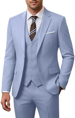 Costum de nuntă bărbătesc din trei piese, cu croială slim și sacou cu doi nasturi – costum elegant pentru nunți și evenimente formale