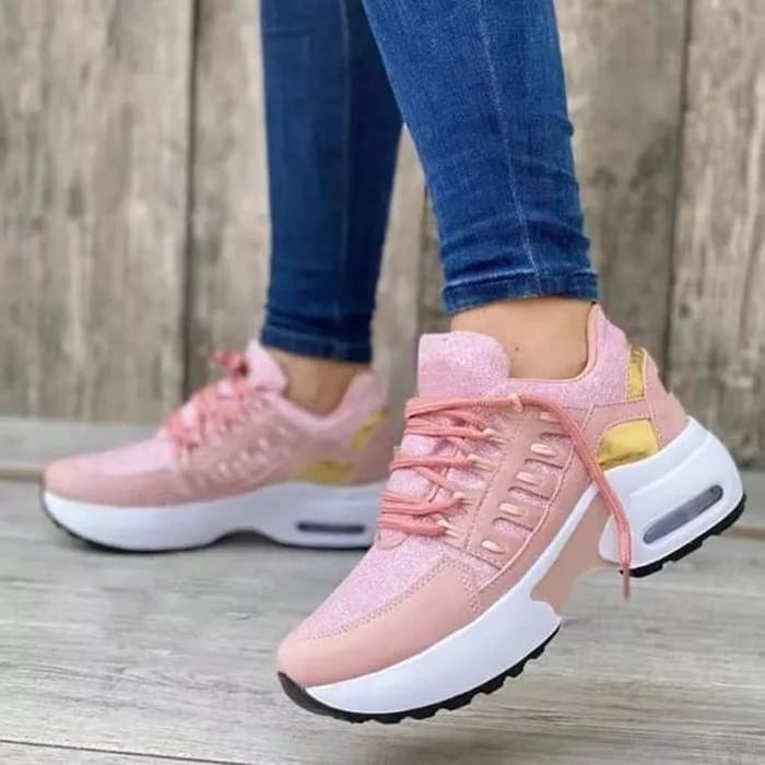 Dame Platform Sneakers Med Snørebånd Og Polstret Sål