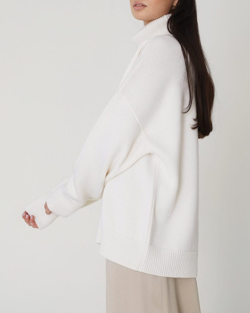 Dame Oversized Rullekravesweater – Afslappet Vinterstrik Til Daglig Lagdeling