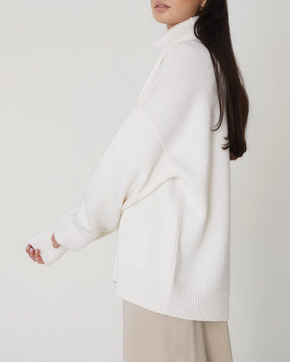 Dame Oversized Rullekravesweater – Afslappet Vinterstrik Til Daglig Lagdeling