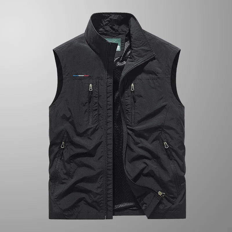Men's quilted vest with zip closure and high collar – practical transitional jacket for outdoor use, everyday wear, and leisure