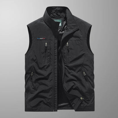 Men's quilted vest with zip closure and high collar – practical transitional jacket for outdoor use, everyday wear, and leisure
