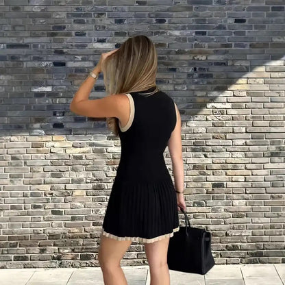 Dame Ærmeløs Strikket Minikjole Med Moderne Elegance