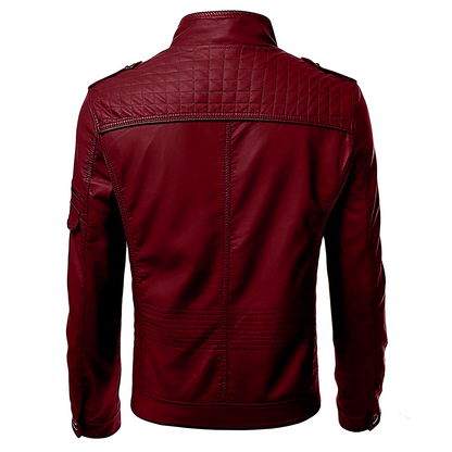 Chaqueta biker de cuero para hombre con varias cremalleras - Chaqueta de invierno estructurada para la vida urbana, uso diario y estilo informal