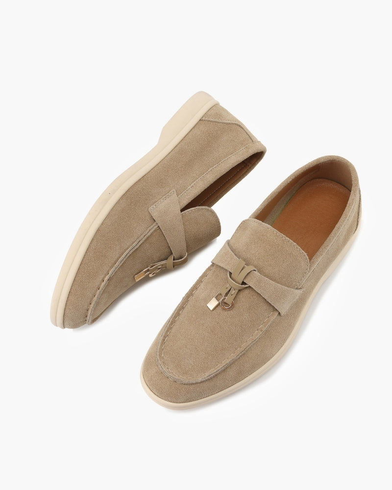 Dame Loafers I Ruskind Med Kvastdetaljer – Elegante Slip-on Flade Sko Til Kontor, Hverdagsbrug Og Smart Casual Stil