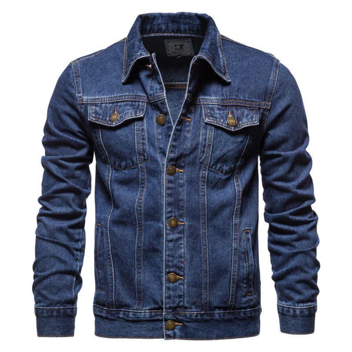 Jachetă clasică trucker din denim pentru bărbați, cu închidere cu nasturi și buzunare la piept – jachetă casual pentru toamnă, purtare zilnică, timp liber și stil smart casual