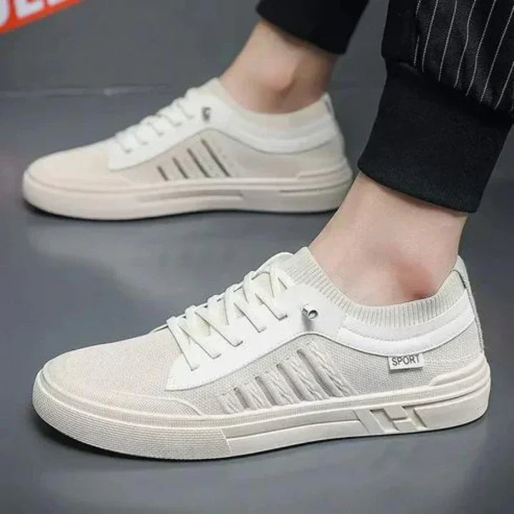 Herre Åndbare Lave Sneakers Med Snørebånd Og Teksturerede Paneler – Lette Fritidssko Til Sommer, Byliv Og Hverdagsbrug