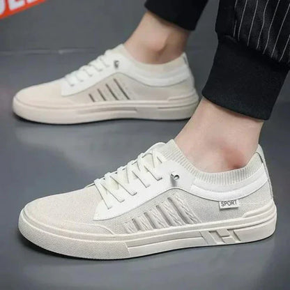 Herre Åndbare Lave Sneakers Med Snørebånd Og Teksturerede Paneler – Lette Fritidssko Til Sommer, Byliv Og Hverdagsbrug