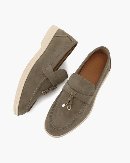 Dame Loafers I Ruskind Med Kvastdetaljer – Elegante Slip-on Flade Sko Til Kontor, Hverdagsbrug Og Smart Casual Stil