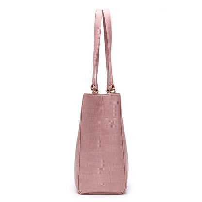 Dame Struktureret Tote-håndtaske I Imiteret Læder Med To Håndtag – Alsidig Skuldertaske Med Justerbar Crossbody-rem Til Arbejde, Hverdagsbrug Og Shopping