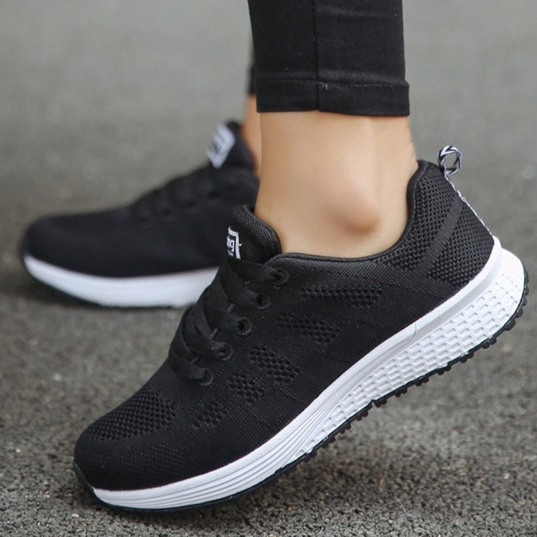 Dame Letvægtssneakers Til Gåture – Åndbare Snøresko Til Hverdags- Og Rejsebrug