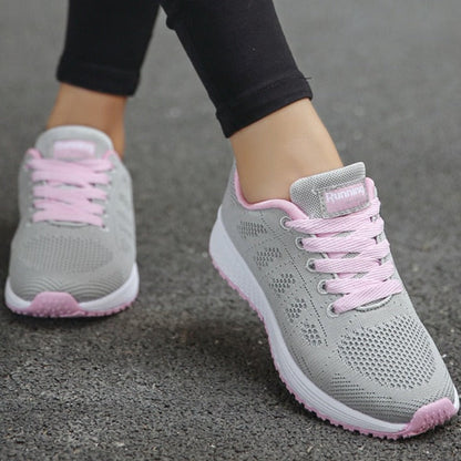 Dame Letvægtssneakers Til Gåture – Åndbare Snøresko Til Hverdags- Og Rejsebrug