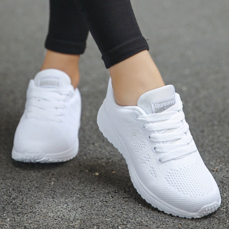 Dame Letvægtssneakers Til Gåture – Åndbare Snøresko Til Hverdags- Og Rejsebrug