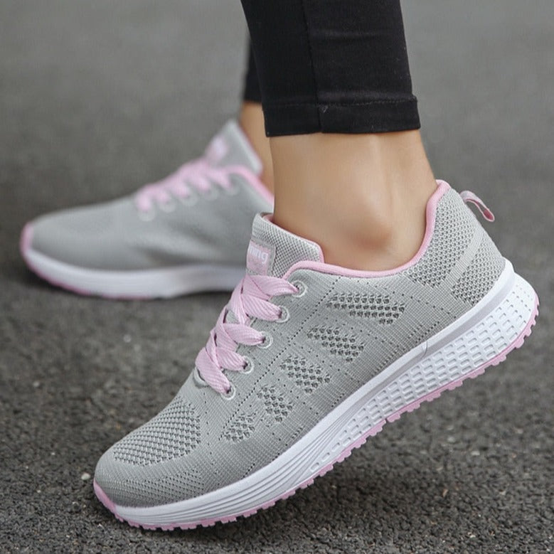Dame Letvægtssneakers Til Gåture – Åndbare Snøresko Til Hverdags- Og Rejsebrug