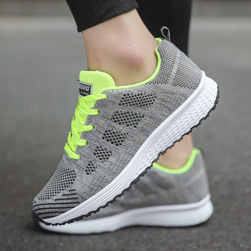 Dame Letvægtssneakers Til Gåture – Åndbare Snøresko Til Hverdags- Og Rejsebrug