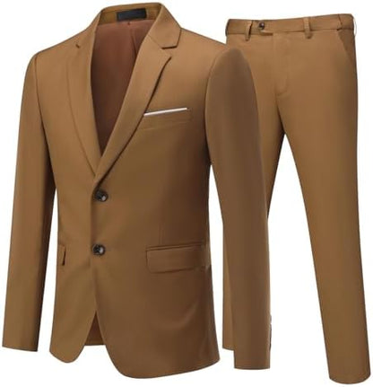 Męski dwuczęściowy garnitur o kroju slim fit - elegancki, szyty na miarę garnitur do pracy, na wesela i oficjalne okazje