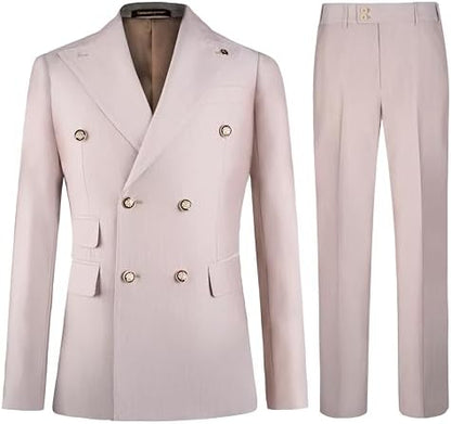 Men's Double-Breasted Suit with Slim Fit - Elegant, Tailored Suit for Weddings and Business