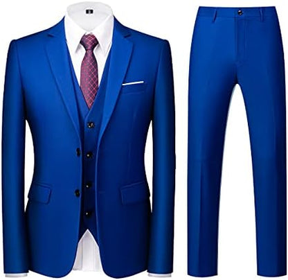 Herre Tredelt Jakkesæt Med Slim Fit Og To-knaps Blazer – Elegant Habit Til Bryllupper Og Forretningsbrug
