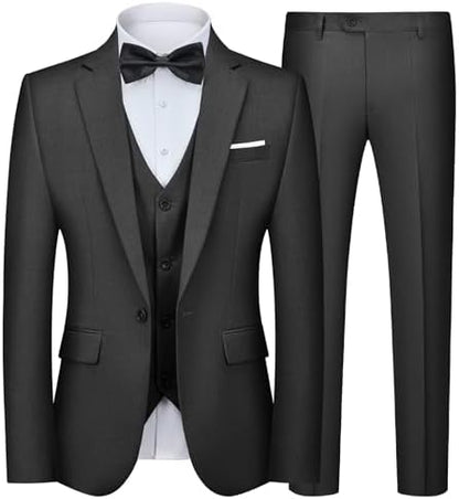 Pánský třídílný oblek ve slim fit střihu – elegantní oblek na míru na svatby a do práce
