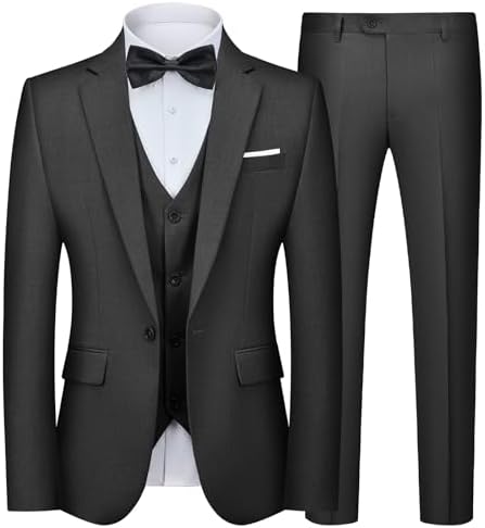 Costum bărbătesc din trei piese, cu croială slim fit - costum elegant și croit pe măsură, pentru nunți și afaceri