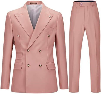 Men's Double-Breasted Suit with Slim Fit - Elegant, Tailored Suit for Weddings and Business