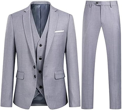 Herre Tredelt Jakkesæt Med Slim Fit – Struktureret Og Elegant Habit Til Bryllupper, Forretningsbrug Og Formelle Anledninger