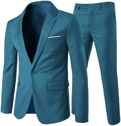 Herre Todelt Jakkesæt Med Krølfrit Materiale Og Slim Fit – Elegant Habit Til Forretningsbrug Og Bryllupper